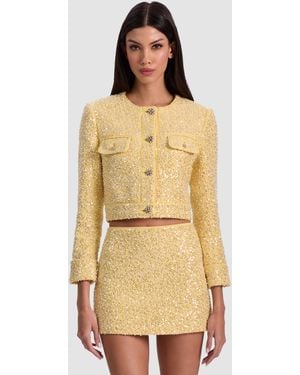 Alice + Olivia Lorie Embellished Tweed Jacket - Natural