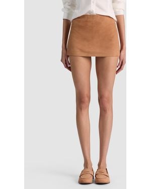 Alice + Olivia Mace Hr Suede Mini Skort - White