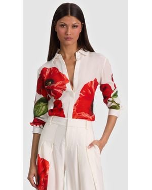 Alice + Olivia Willa Silk Blouse - Red
