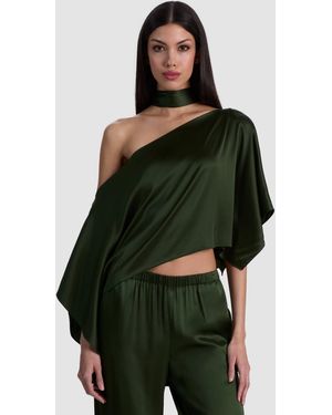 Alice + Olivia Rita Draped Top With Scarf - Green