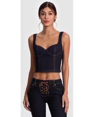 Alice + Olivia Ava Sweetheart Denim Bustier - Blue