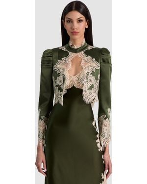 Alice + Olivia Thomasina Lace Cropped Jacket - Green