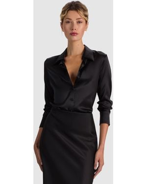 Alice + Olivia Willa Silk Blouse - Black