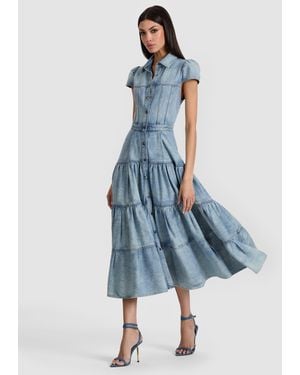 Alice + Olivia Patsy Denim Midi Dress - Blue
