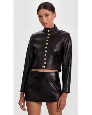 Alice + Olivia Emerson Vegan Military Jacket - Black