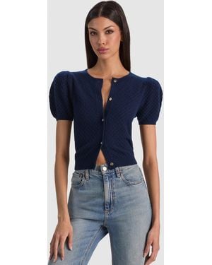 Alice + Olivia Sabine Puff Sleeve Cardi - Blue