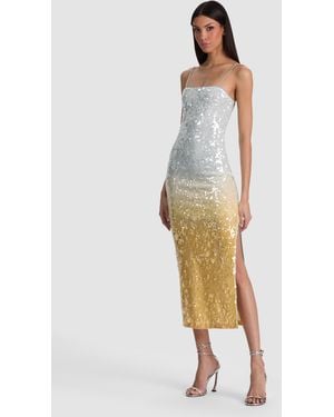 Alice + Olivia Fifi Sequin Midi Dress - White