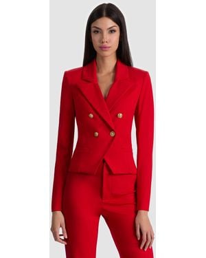 Alice + Olivia Sable Double Breasted Cropped Blazer - Red