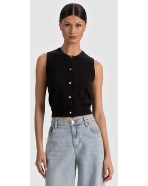 Alice + Olivia Loly Button Front Cashmere Vest - Black