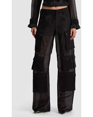 Alice + Olivia Olympia Sheer Combo Cargo Pant - Black
