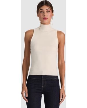 Alice + Olivia Darcey Wool Sleeveless Turtleneck - White