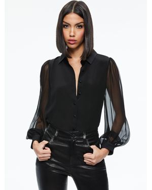 Alice + Olivia Roanne Button Down - Black