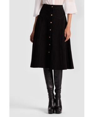 Alice + Olivia Calica Suede Midi Skirt - Black