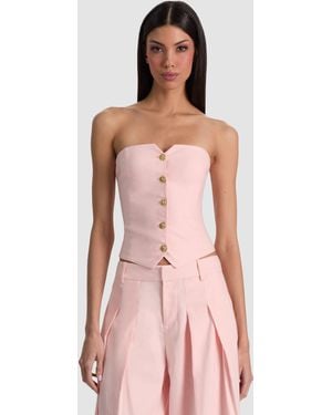 Alice + Olivia Kelcey Strapless Linen Vest - Pink
