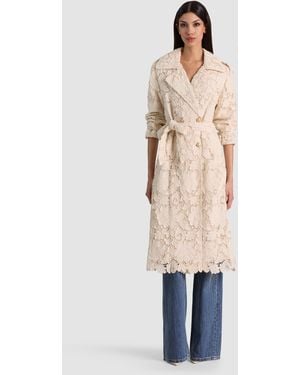 Alice + Olivia Keith Eyelet Midi Trench - Natural