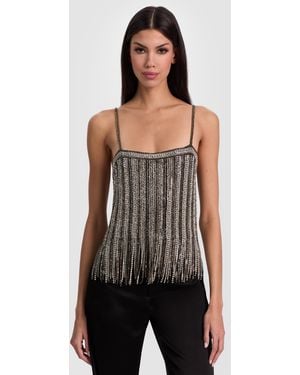 Alice + Olivia Chi Embellished Fringe Tank - Black