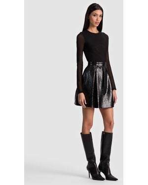 Alice + Olivia Chara Vegan Mini Dress - Black