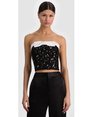 Alice + Olivia Katya Embellished Bow Top - Black