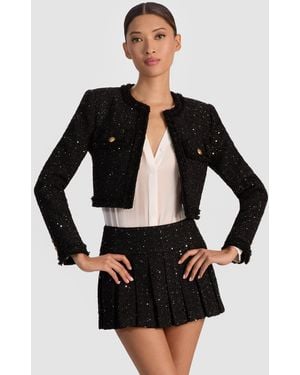 Alice + Olivia Dumont Embellished Tweed Jacket - Black