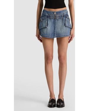 Alice + Olivia Brandy Cargo Denim Skirt - Blue