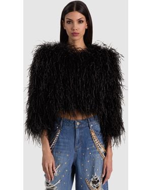 Alice + Olivia Kidman Feathered Jacket - Black