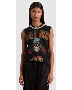 Alice + Olivia Micah Embellished Muscle Tank - Black