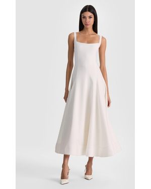 Alice + Olivia Polly Flared Midi Dress - White