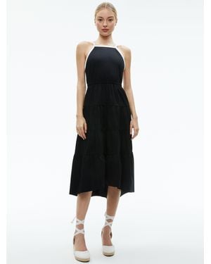 Alice + Olivia Hartley Gathered Midi Dress - Black