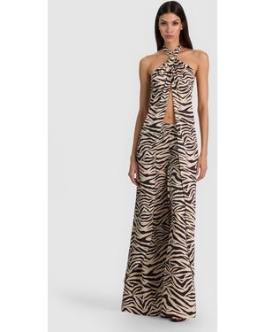 Alice + Olivia Selena Halter Hardware Open Maxi Top - White