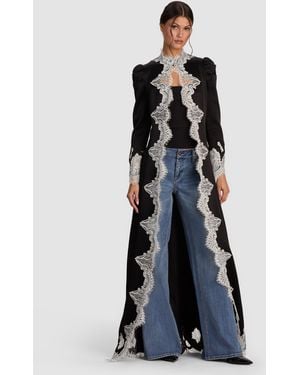 Alice + Olivia Thomasina Lace Trim Maxi Jacket - Blue