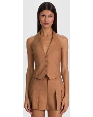 Alice + Olivia Erica Linen Vest - Brown