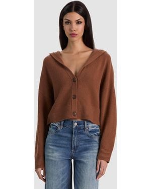 Alice + Olivia Corey Hooded Cashmere Cardigan - Blue