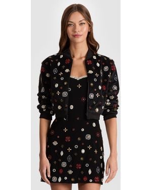 Alice + Olivia Jackie Embellished Bomber Jacket - Black