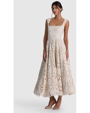 Alice + Olivia Esma Flared Midi Dress - Natural