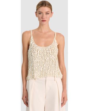 Alice + Olivia Nicolette Allover Sequin Tank - Natural
