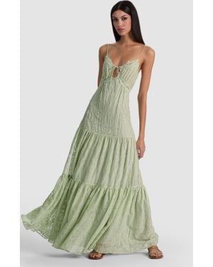Alice + Olivia Nicky Lace Tiered Maxi Dress - Green