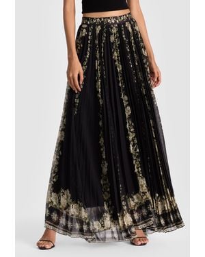 Alice + Olivia Katz Pleated Maxi Skirt - Black