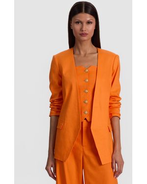 Alice + Olivia Corbin Collarless Angeled Blazer - Orange
