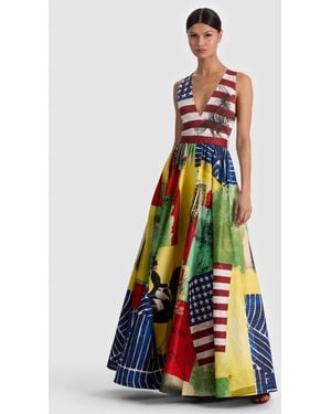 Alice + Olivia Darcie Flared Gown - White