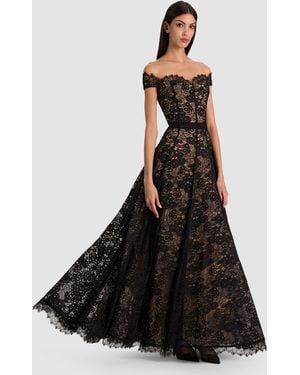 Alice + Olivia Viviana Lace Gown - Black