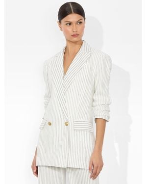 Alice + Olivia Alice + Olivia Arias Linen-blend Blazer - White