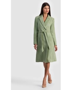 Alice + Olivia Karley Suede Wrap Coat - Green