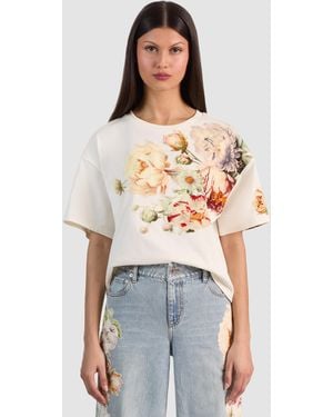 Alice + Olivia Evan Applique Oversized Tee - White