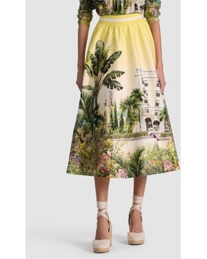 Alice + Olivia Earla Staceface Midi Skirt - Yellow