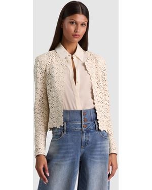 Alice + Olivia Kidman Laser-Cut Leather Jacket - Blue