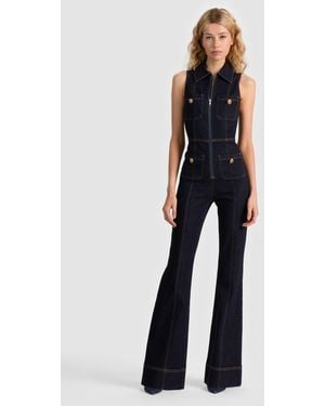 Alice + Olivia Rachel Sleeveless Denim Jumpsuit - Blue