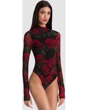 Alice + Olivia Delaina Turtleneck Bodysuit - Red