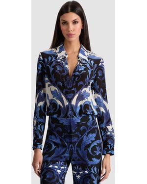 Alice + Olivia Willa Silk Blouse - Blue