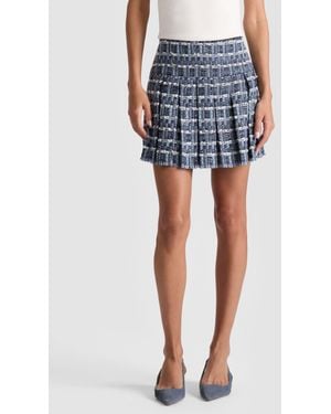 Alice + Olivia Emilie Frayed Box Mini Skirt - Blue