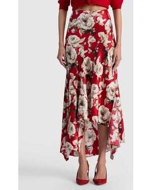 Alice + Olivia Rosa Midi Slip Skirt - Red